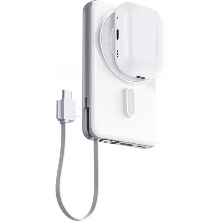 Beyaz 4’ü 1 Arada MagSafe Uyumlu 10000 mAh Hızlı Şarjlı Promosyon Powerbank